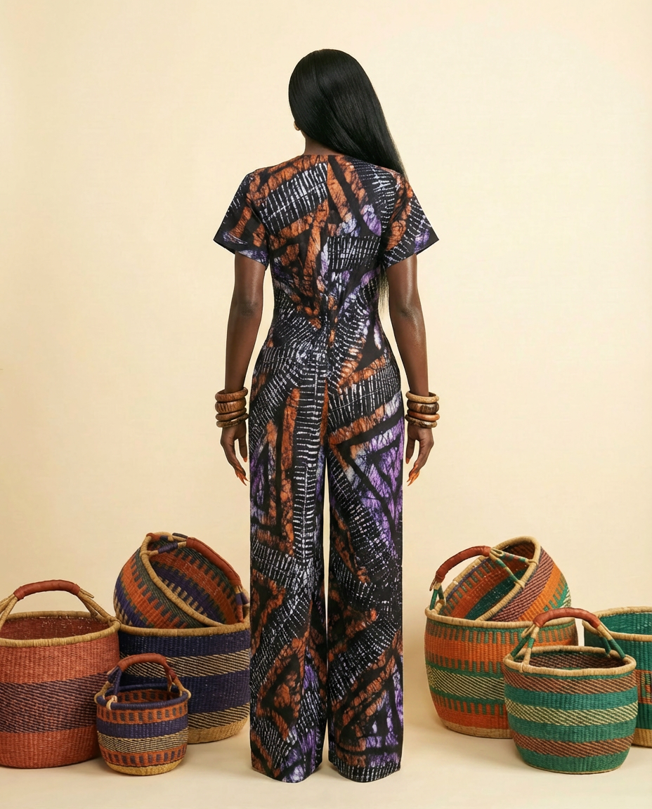 Ewecham Adire Relaxed Jumpsuit - Effortless Luxury - back view