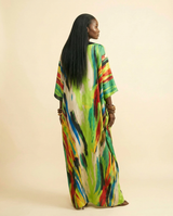Akwudo Adire Kaftan: Luxurious Multicolored Bubu Gown - back view