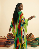 [Pre Order] Akwudo Adire Kaftan: Deep V Version - back view