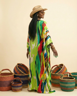 [Pre Order] Akwudo Adire Kaftan: Deep V Version - back view