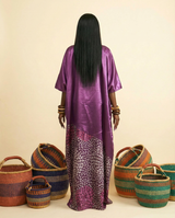 Mba-anu Liquid Mikado & Ankara Silk Boubou Dress - back view