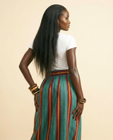 Aso Oke Heritage Skirt - Artisanal Woven Maxi - back view