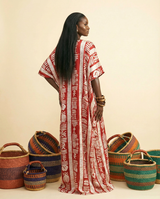 Nti Ankara Faux Silk Draped Kaftan - Elegant Resort Wear - back view