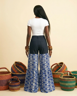 Ilembu: Aso-Oke Adire High-Waist Palazzo Pants - back view