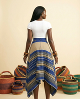 Nhisi Aso-Oke Print High-Low Skirt - Heritage Elegance - back view