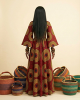 Ukpaka Flared Ankara Maxi – Bell Sleeve Elegance - back view