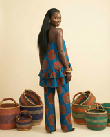 Osundu Silk Ankara Two-Piece: Effortless Chic & Comfort - back view