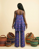 Ikuchi Ankara Faux Silk Tiered Camisole & Wide-Leg Trouser Set - back view