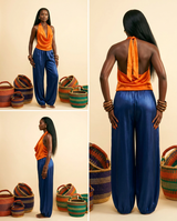 Nkusa Silk Blend Luxe Lounge Set - Elevated Comfort - back view