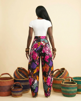 Oga Silk-Blend High-Waisted Trousers - Luxurious Flow & Comfort - back view