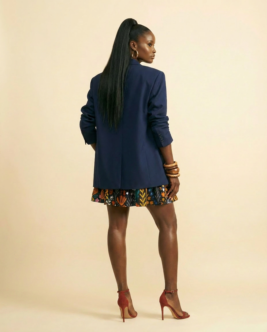 Ankara Cotton 'Edited Generation' Maxi Dress - Vibrant Print - back view