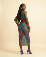 Chiffon Abstract Swirl Mesh Set - Multicolored Luxe - back view