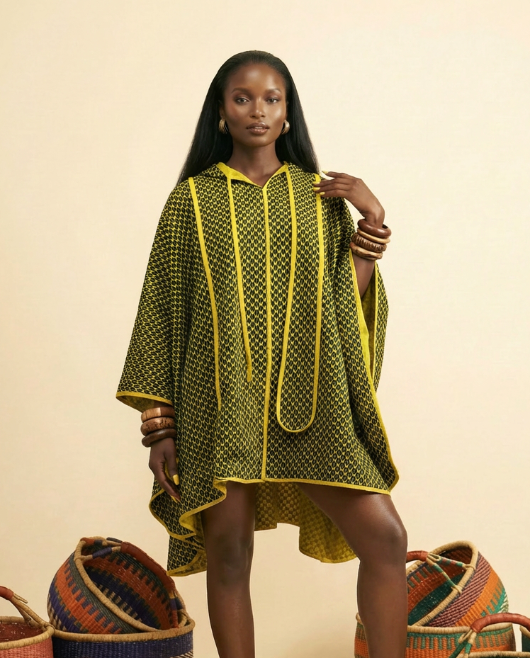 Oso Ankara Cape: Luxurious African Print Shawl - front-facing view