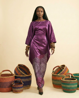 Mba-anu Liquid Mikado & Ankara Silk Boubou Dress - front-facing view