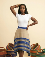 Nhisi Aso-Oke Print High-Low Skirt - Heritage Elegance - front-facing view