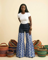 Ilembu: Aso-Oke Adire High-Waist Palazzo Pants - front-facing view