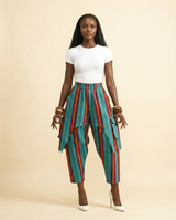 Ileazu Aso-Oke Harem Cargo Pants - Relaxed Fit - front-facing view