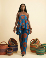 Osundu Silk Ankara Two-Piece: Effortless Chic & Comfort - front-facing view
