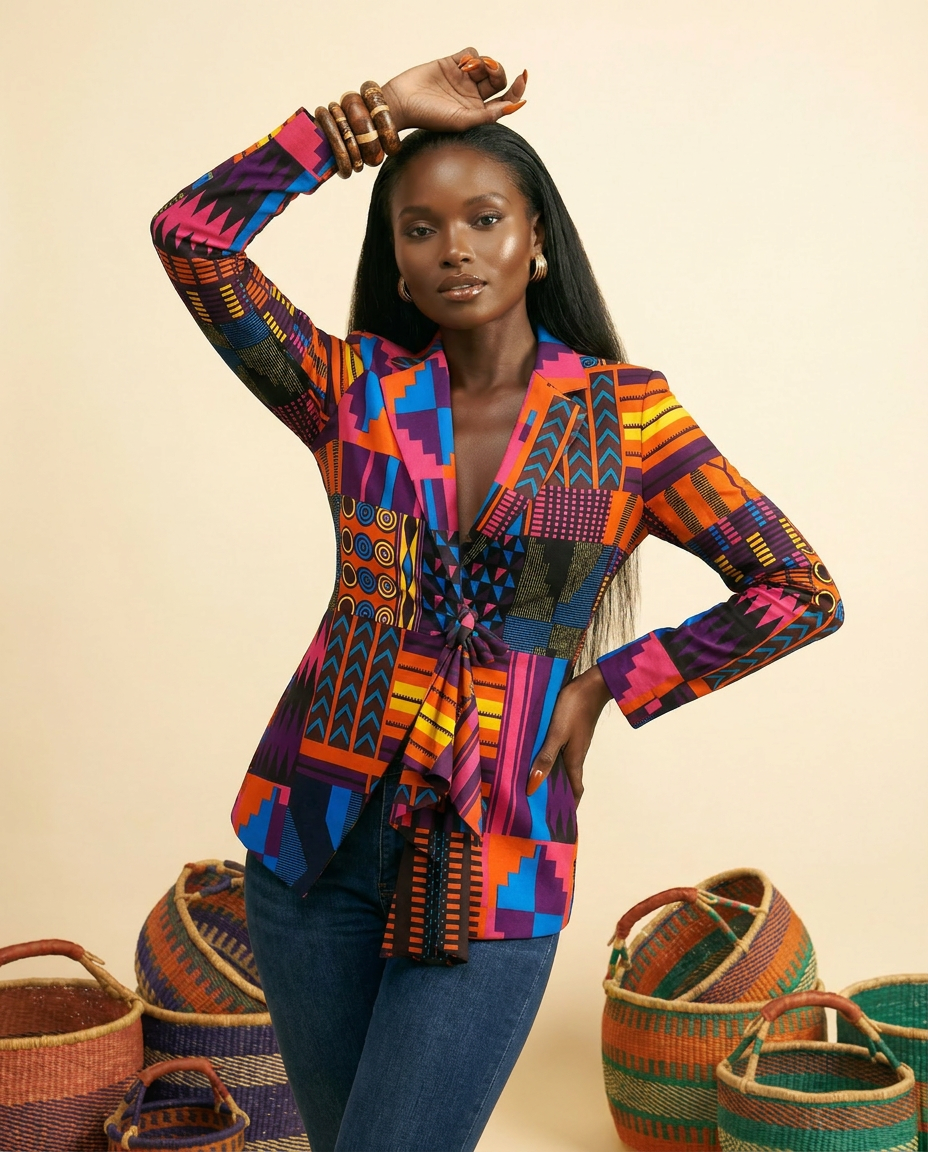 Ogalanwa Ankara Cotton Peplum Top - Artisanal African Print - front-facing view