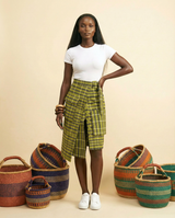 Nkata Sculpted Midi Skirt - Front & Back Detail - front-facing view