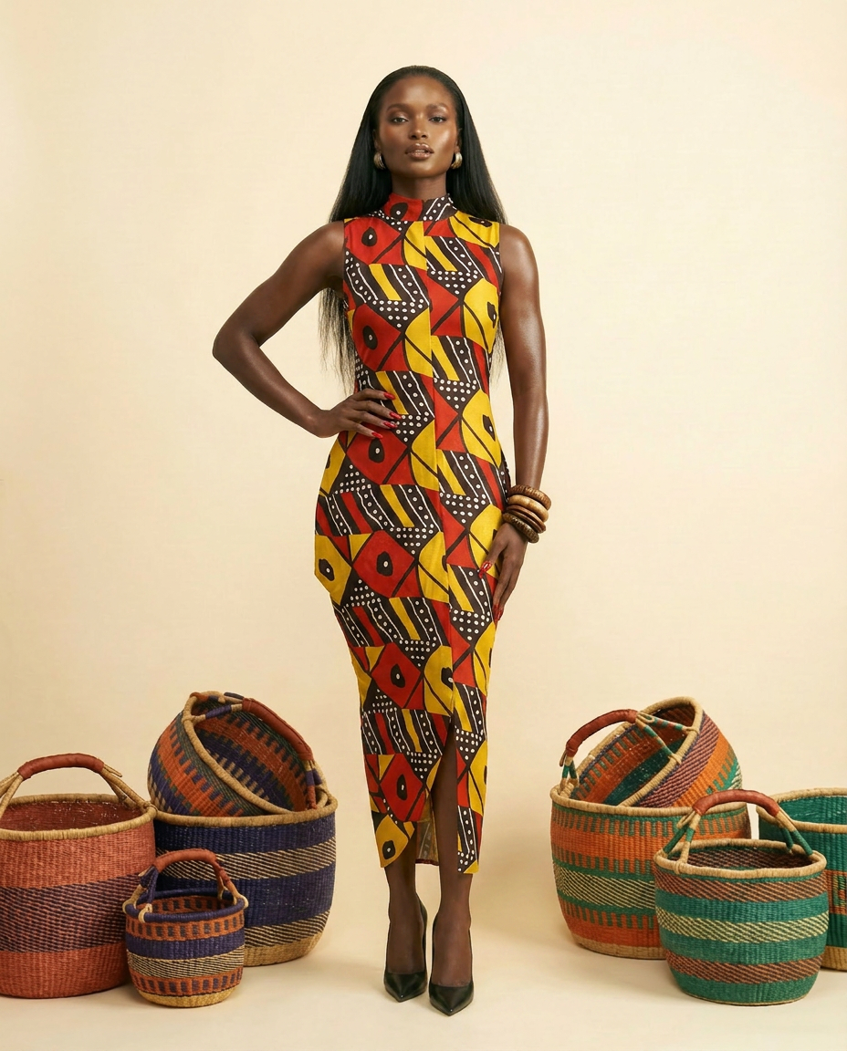 Onyinye Silk Blend Maxi Dress - Regal Black (Front & Back) - front-facing view