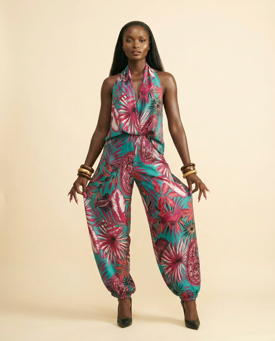 Nkpole Silk Charmeuse Jumpsuit - Elegant One-Piece - front-facing view