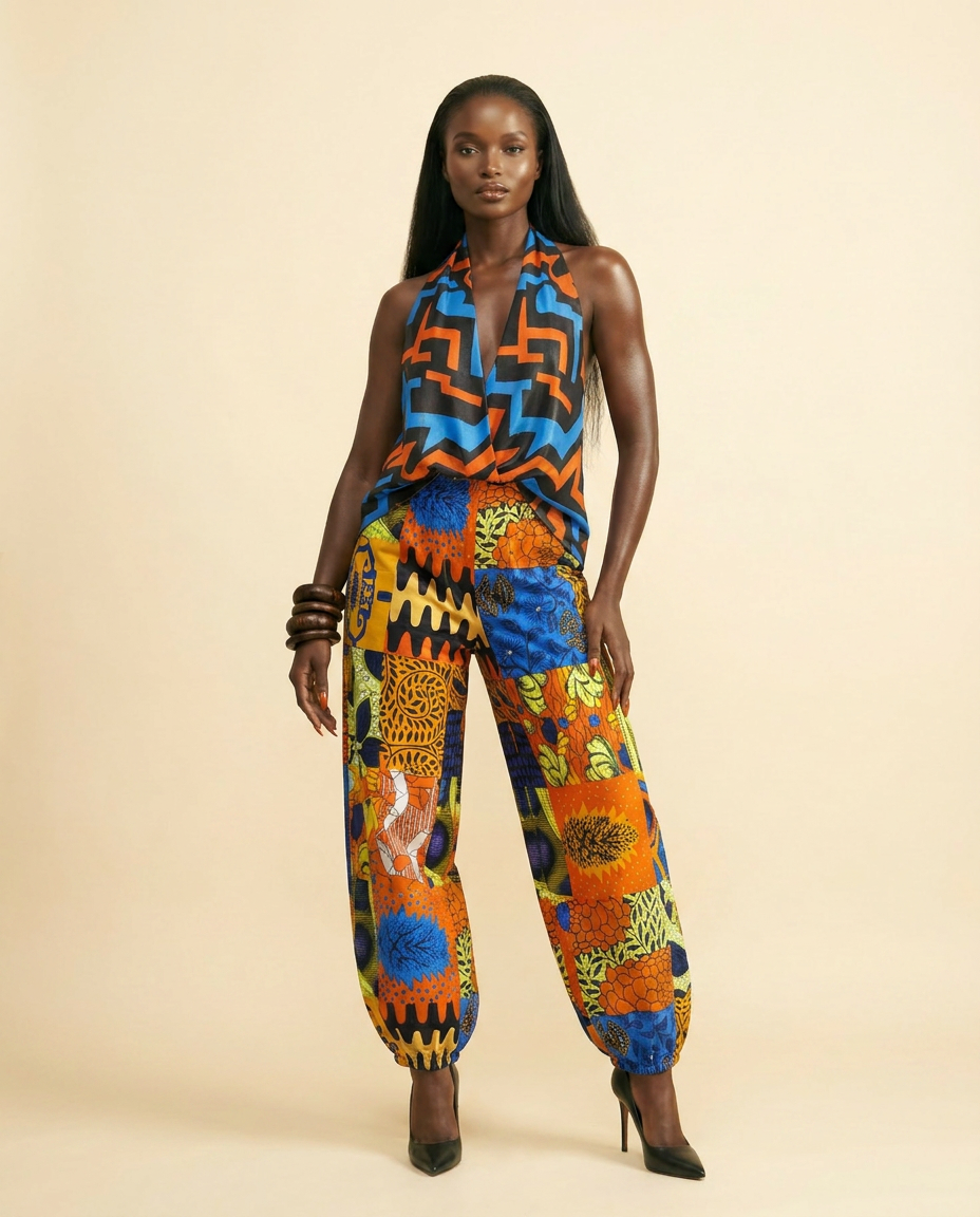 Umuaka Silk Blend Jumpsuit - Elegant Front & Back Design - front-facing view