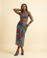 Chiffon Abstract Swirl Mesh Set - Multicolored Luxe - front-facing view