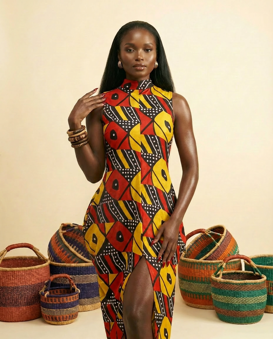 Onyinye Silk Crêpe Gown – Elegant Drape Dress - front-facing view