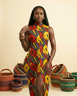 Onyinye Silk Crêpe Gown – Elegant Drape Dress - front-facing view