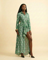 Igba Deconstructed Maxi Shirt Dress - Asymmetric & Sculpted - front-facing view