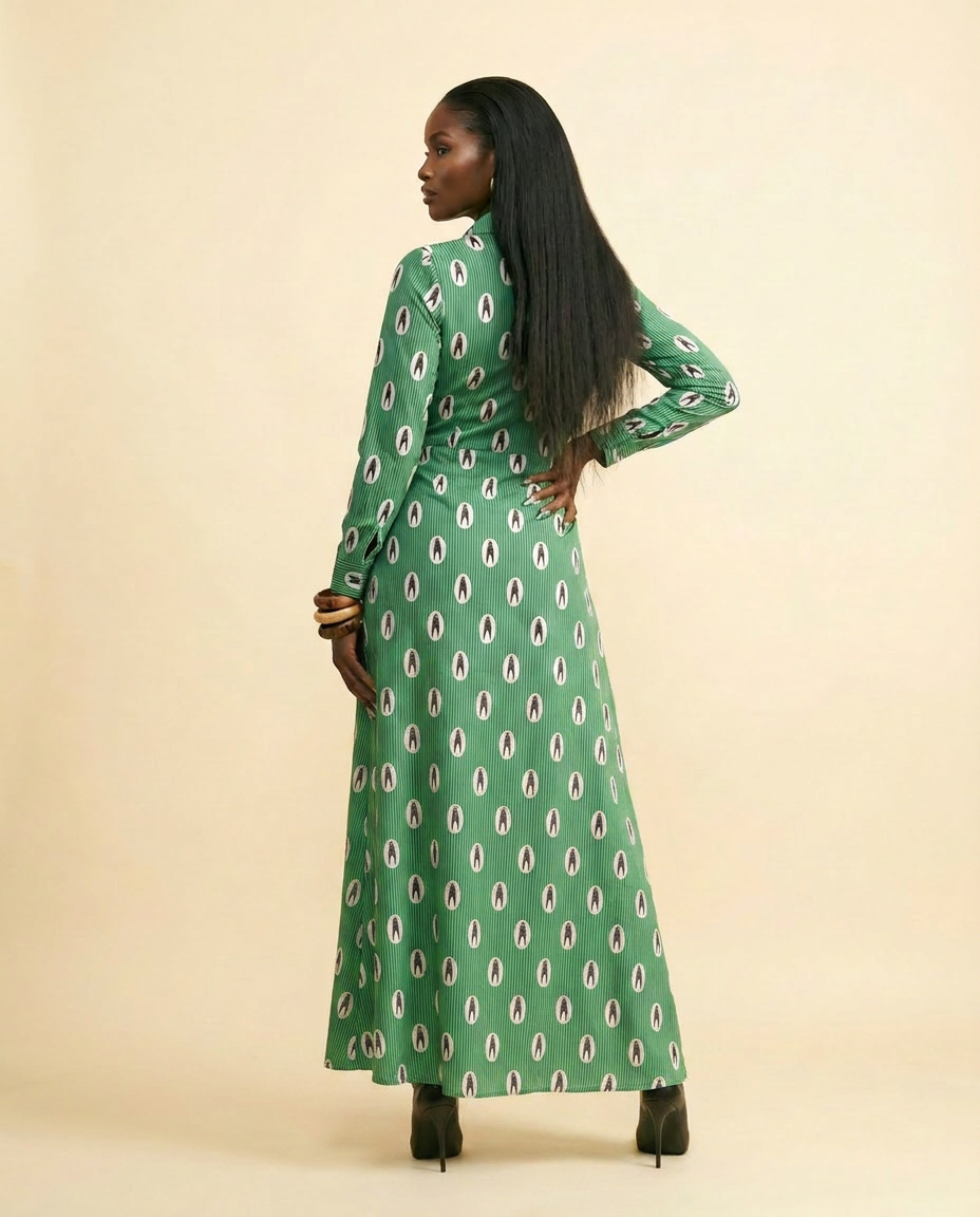 Igba Deconstructed Maxi Shirt Dress - Asymmetric & Sculpted - back view