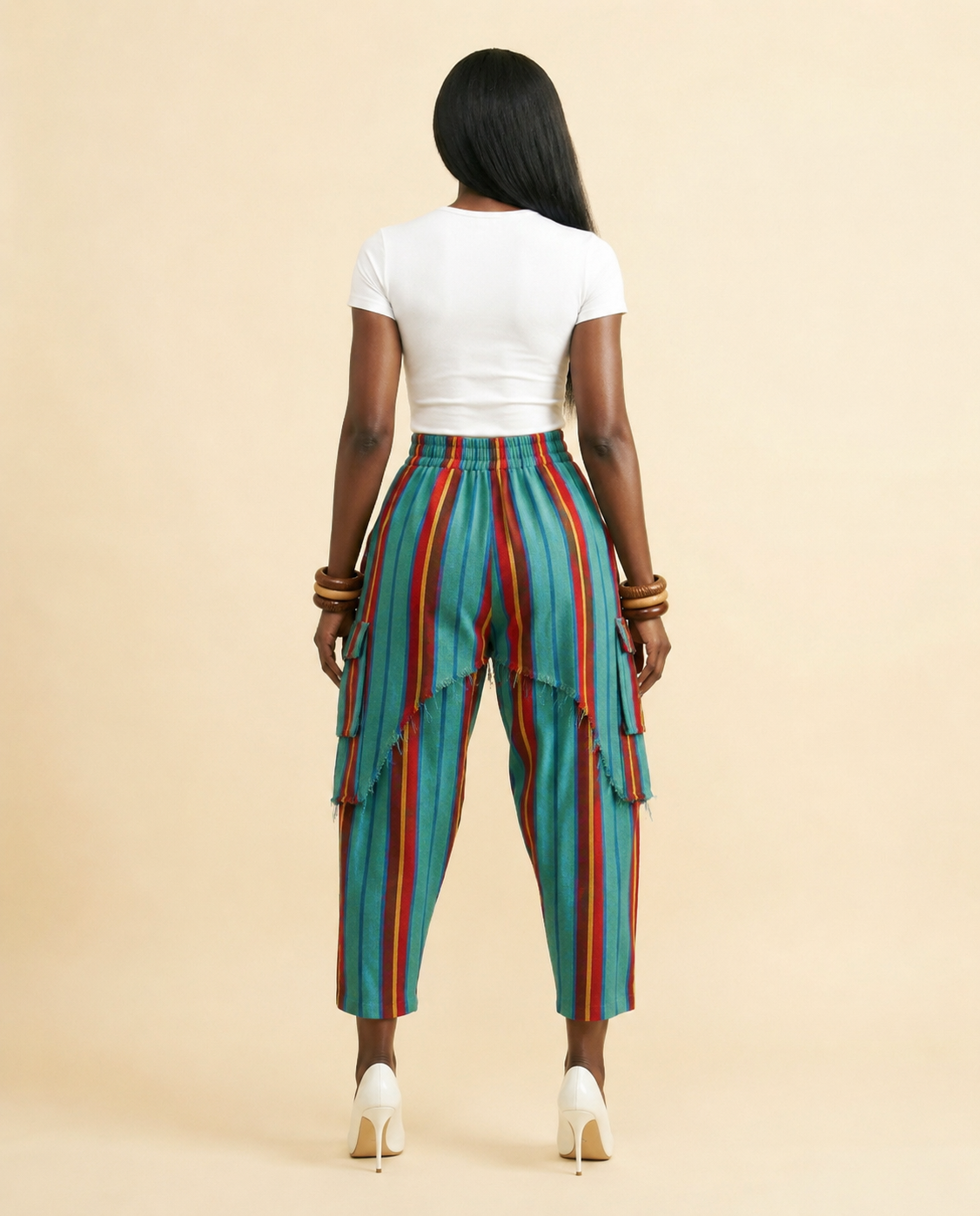 Ileazu Aso-Oke Harem Cargo Pants - Relaxed Fit