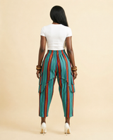 Ileazu Aso-Oke Harem Cargo Pants - Relaxed Fit