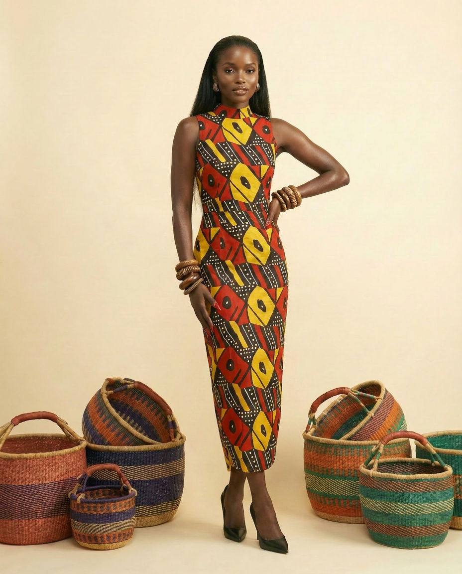 Onyinye Silk Crêpe Gown – Elegant Drape Dress - front view
