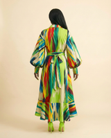 Okeofia Crepe Dress - Vibrant Multicolored Midi