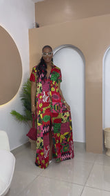 Sophisticated unlined kaftan dress made from traditional silk African Ankara fabric in vibrant multi-color patterns. Perfect for weddings, dinner parties, and formal events. Model height: 5'9".