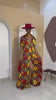 Sophisticated unlined kaftan dress made from traditional silk African Ankara fabric in vibrant multi-color patterns. Perfect for weddings, dinner parties, and formal events. Model height: 5'9".