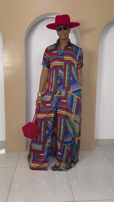 Ndeunoh Silk Ankara Kaftan – flowing silk kaftan with bold African prints