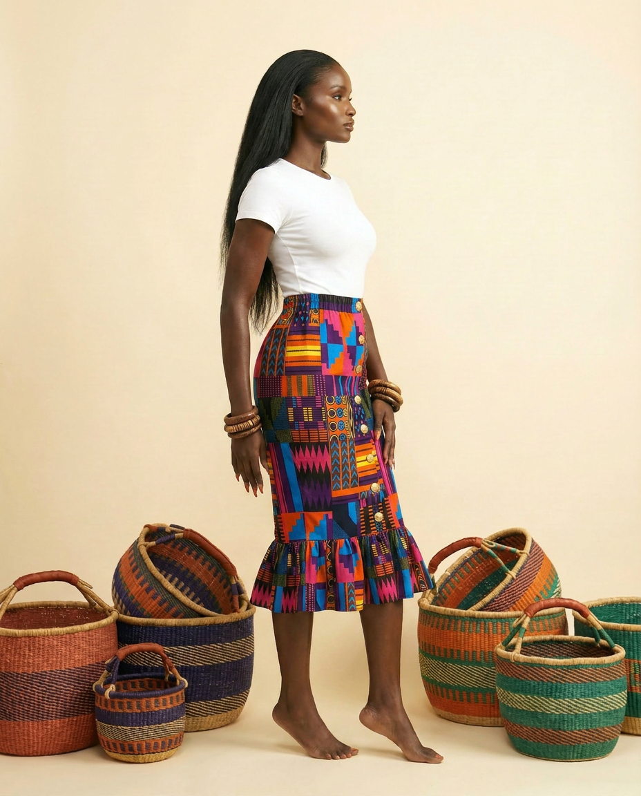 Nta Elastic-Waist Luxe Knit Skirt - Effortless Sophistication - side view