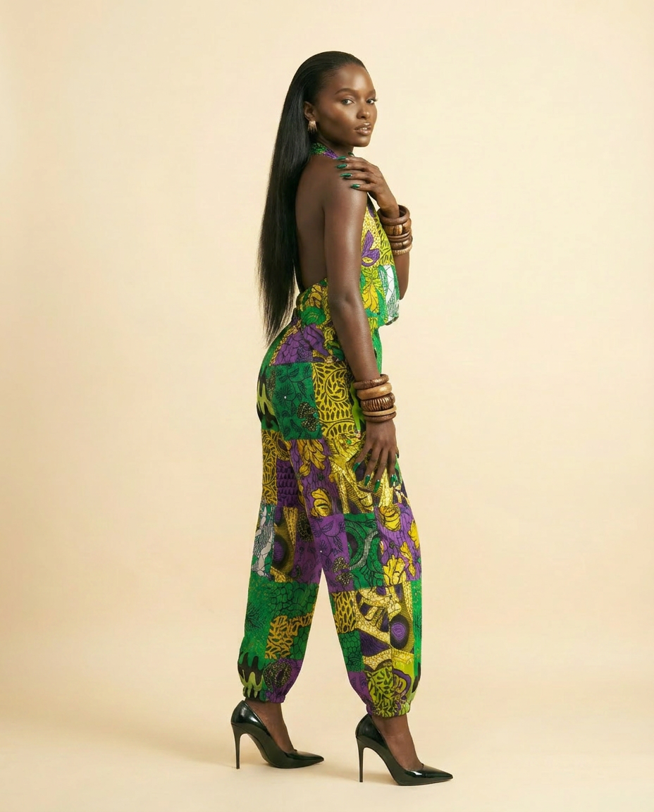 Enyi Silk-Touch Jumpsuit: Luxuriously Replicated Elegance - side view