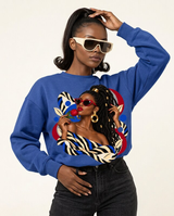 Afro Chic Portrait Sweatshirt — Stylish Woman Graphic Crewneck