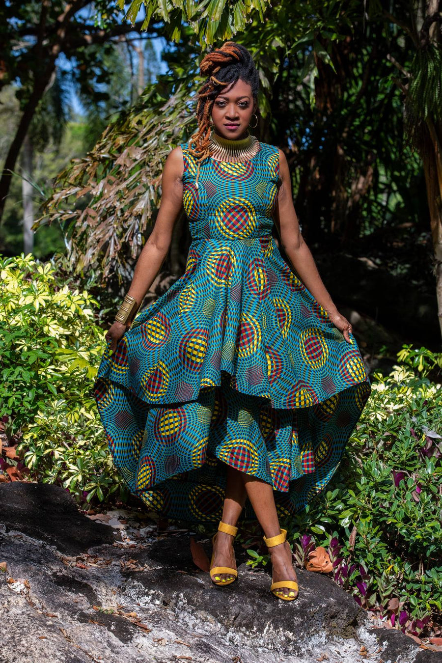 Abike African Print Multi Layered Dress With A High-Low Hem – Obioma ...