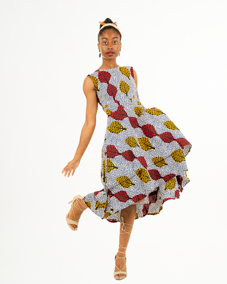 Abike African Print Multi Layered Dress With A High-Low Hem – Obioma ...