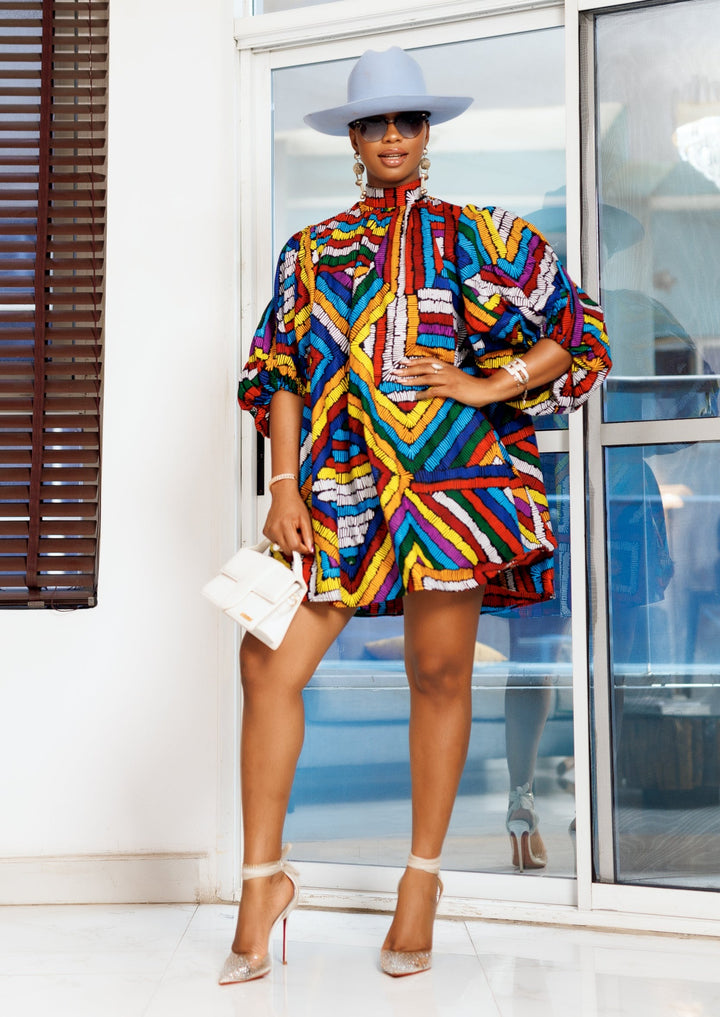 a line african print dress Aisha Unlined Mini XS category-dress Made from high Jennifer Aniston's Life in Color:Moroccan Red