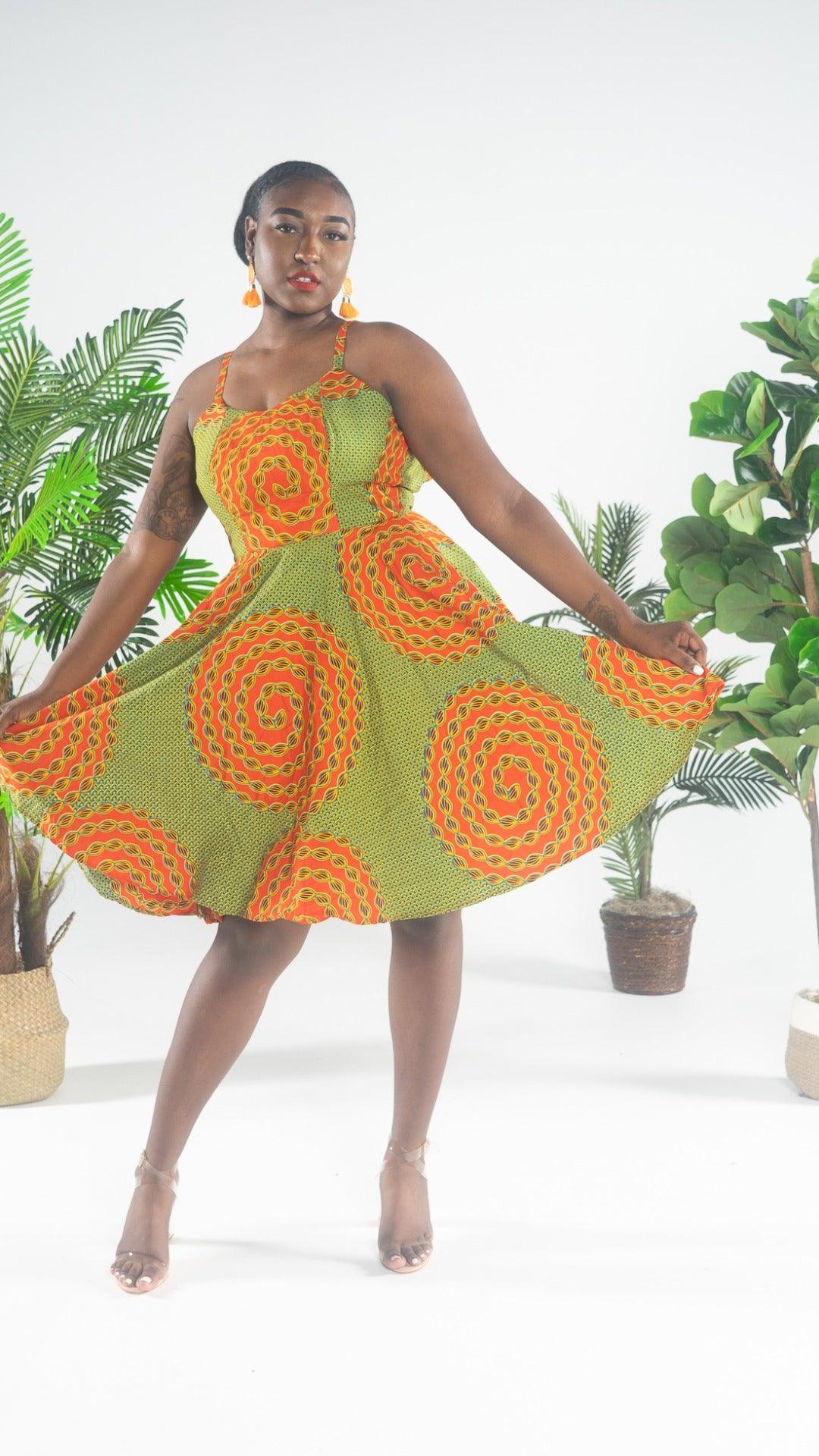 Obioma Fashion Fun and Flowy Nneka Sundress Xs Green